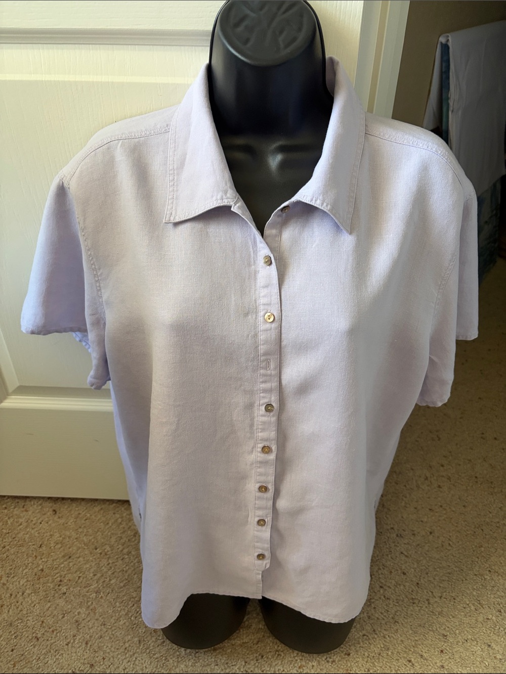 100% linen Light Lavender Button-Front Women's Top